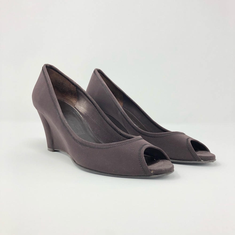 SALVATORE FERRAGAMO Brown Suede Wedge Womens 7